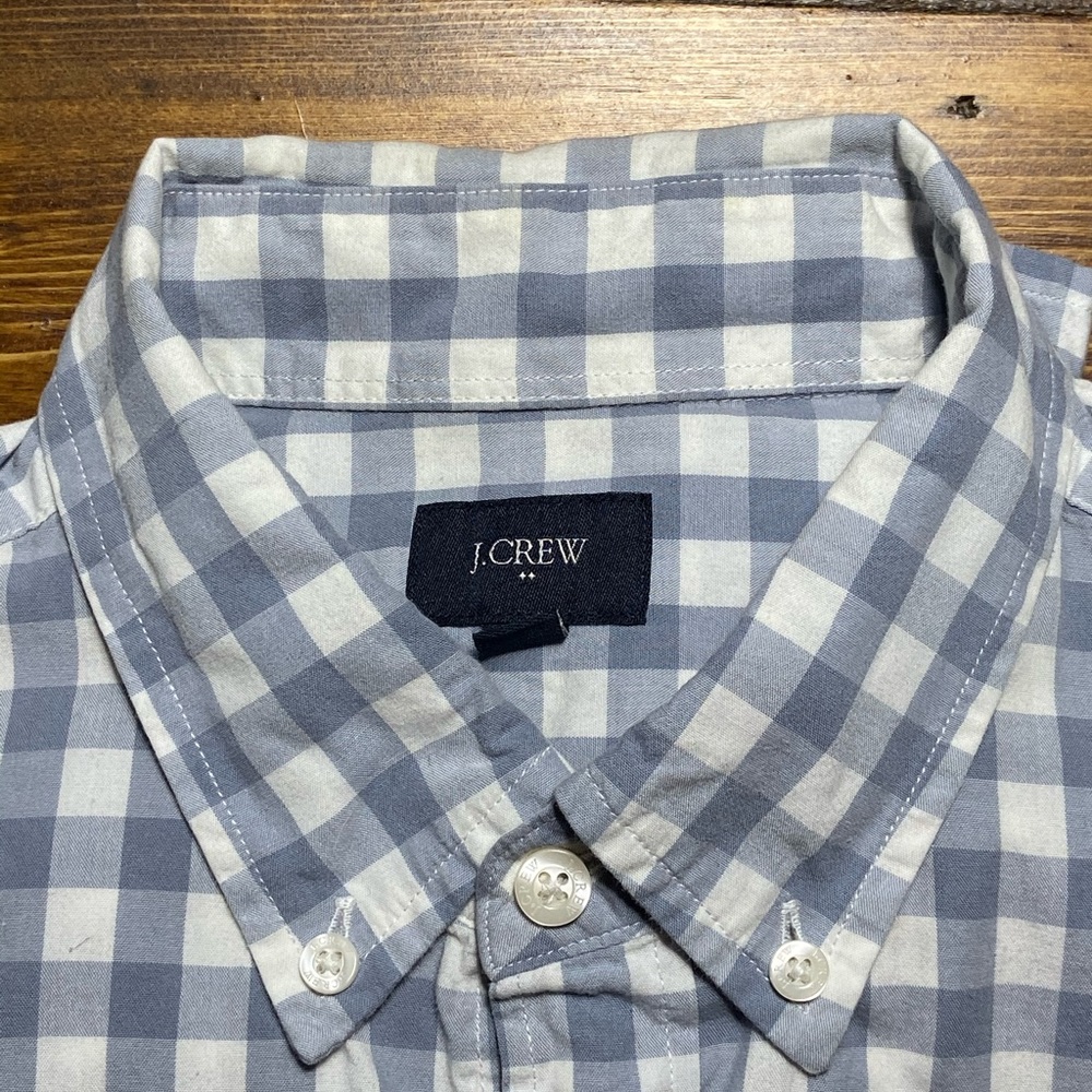 J. Crew blue and white gingham shirt